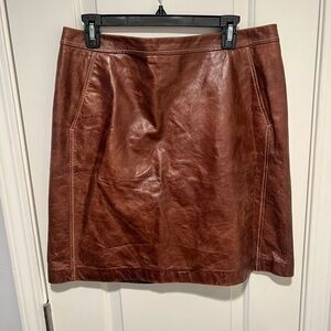 Ann Taylor Elegant Brown Leather Skirt size 14